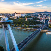 Beautifull Panorama View At SNP Bridge, Bratislava, Slovakia | SUPERPOBYT World